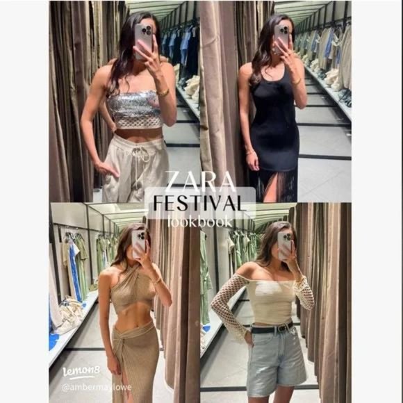 ZARA MIXED SEQUIN TOP - Picture 2 of 5